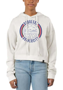 Uscape Duquesne Dukes Womens Ivory Pigment Dyed Crop Hooded Sweatshirt
