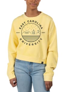 Uscape East Carolina Pirates Womens Yellow Pigment Dyed Crop Crew Sweatshirt