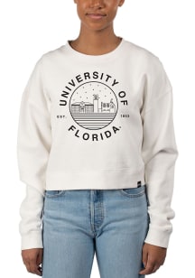 Uscape Florida Gators Womens Ivory Pigment Dyed Crop Crew Sweatshirt