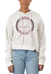 Uscape Fordham Rams Womens Ivory Pigment Dyed Crop Hooded Sweatshirt