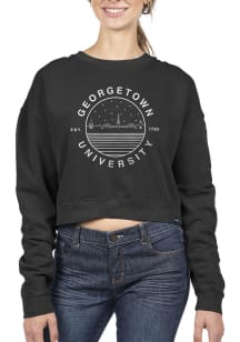 Uscape Georgetown Hoyas Womens Black Pigment Dyed Crop Crew Sweatshirt
