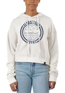 Uscape Georgetown Hoyas Womens Ivory Pigment Dyed Crop Hooded Sweatshirt