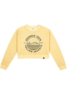Uscape GA Tech Yellow Jackets Womens Yellow Pigment Dyed Crop Crew Sweatshirt