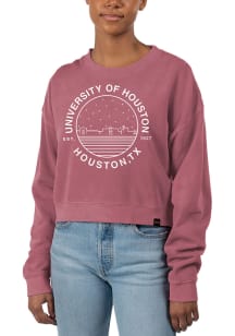 Uscape Houston Cougars Womens Maroon Pigment Dyed Crop Crew Sweatshirt