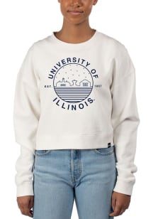 Uscape Illinois Fighting Illini Womens Ivory Pigment Dyed Crop Crew Sweatshirt
