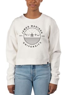 Uscape James Madison Dukes Womens Ivory Pigment Dyed Crop Crew Sweatshirt