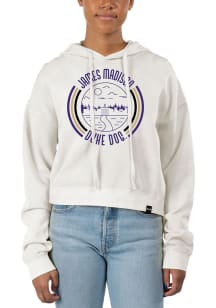 Uscape James Madison Dukes Womens Ivory Pigment Dyed Crop Hooded Sweatshirt