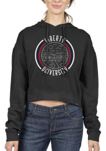 Uscape Liberty Flames Womens Black Pigment Dyed Crop Hooded Sweatshirt