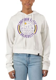 Uscape LSU Tigers Womens Ivory Pigment Dyed Crop Hooded Sweatshirt