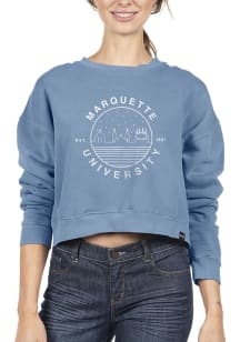 Uscape Marquette Golden Eagles Womens Blue Pigment Dyed Crop Crew Sweatshirt
