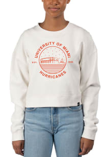 Uscape Miami Hurricanes Womens Ivory Pigment Dyed Crop Crew Sweatshirt