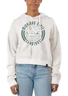 Uscape Michigan State Spartans Womens Ivory Pigment Dyed Crop Hooded Sweatshirt