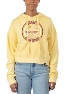 Womens Minnesota Golden Gophers Yellow Uscape Pigment Dyed Crop Hooded Sweatshirt