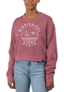Uscape Mississippi State Bulldogs Womens Maroon Pigment Dyed Crop Crew Sweatshirt