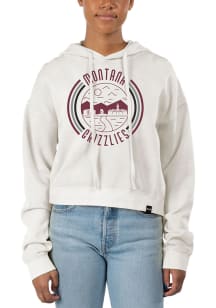 Uscape Montana Grizzlies Womens Ivory Pigment Dyed Crop Hooded Sweatshirt