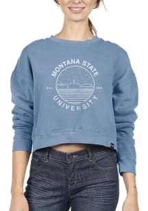 Uscape Montana State Bobcats Womens Blue Pigment Dyed Crop Crew Sweatshirt
