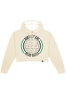 Uscape North Texas Mean Green Womens Ivory Pigment Dyed Crop Hooded Sweatshirt