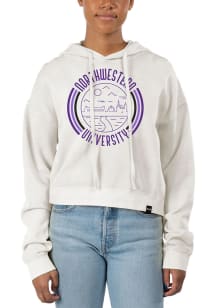 Uscape Northwestern Wildcats Womens Ivory Pigment Dyed Crop Hooded Sweatshirt