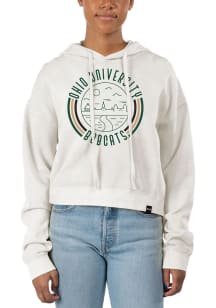 Uscape Ohio Bobcats Womens Ivory Pigment Dyed Crop Hooded Sweatshirt