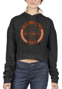 Uscape Oklahoma State Cowboys Womens Black Pigment Dyed Crop Hooded Sweatshirt