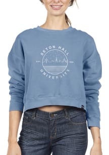 Uscape Seton Hall Pirates Womens Blue Pigment Dyed Crop Crew Sweatshirt