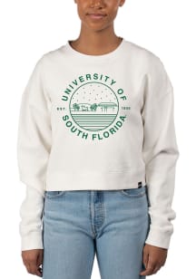 Uscape South Florida Bulls Womens Ivory Pigment Dyed Crop Crew Sweatshirt