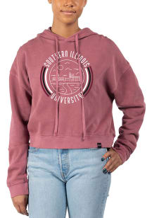 Uscape Southern Illinois Salukis Womens Maroon Pigment Dyed Crop Hooded Sweatshirt