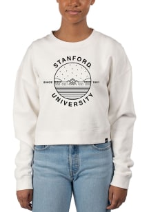 Uscape Stanford Cardinal Womens Ivory Pigment Dyed Crop Crew Sweatshirt