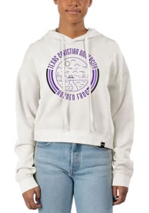 Uscape TCU Horned Frogs Womens Ivory Pigment Dyed Crop Hooded Sweatshirt