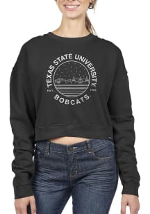 Uscape Texas State Bobcats Womens Black Pigment Dyed Crop Crew Sweatshirt