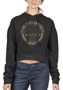 Uscape Texas State Bobcats Womens Black Pigment Dyed Crop Hooded Sweatshirt