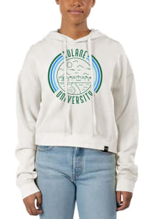 Uscape Tulane Green Wave Womens Ivory Pigment Dyed Crop Hooded Sweatshirt