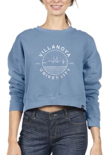 Uscape Villanova Wildcats Womens Blue Pigment Dyed Crop Crew Sweatshirt
