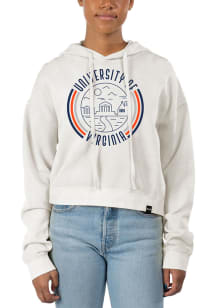 Uscape Virginia Cavaliers Womens Ivory Pigment Dyed Crop Hooded Sweatshirt