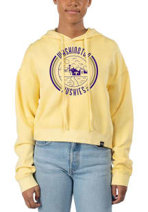 Uscape Washington Huskies Womens Yellow Pigment Dyed Crop Hooded Sweatshirt