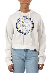 Uscape West Virginia Mountaineers Womens Ivory Pigment Dyed Crop Hooded Sweatshirt