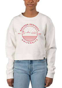 Uscape Western Kentucky Hilltoppers Womens Ivory Pigment Dyed Crop Crew Sweatshirt
