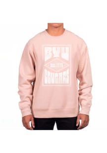 Uscape BYU Cougars Mens Pink Heavyweight Long Sleeve Crew Sweatshirt