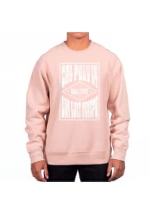 Uscape Cal Poly Mustangs Mens Pink Heavyweight Long Sleeve Crew Sweatshirt