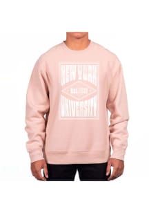 Uscape NYU Violets Mens Pink Heavyweight Long Sleeve Crew Sweatshirt