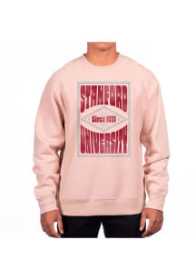 Uscape Stanford Cardinal Mens Pink Heavyweight Long Sleeve Crew Sweatshirt