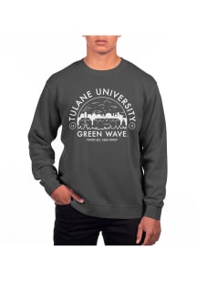 Uscape Tulane Green Wave Mens Black Pigment Dyed Long Sleeve Crew Sweatshirt
