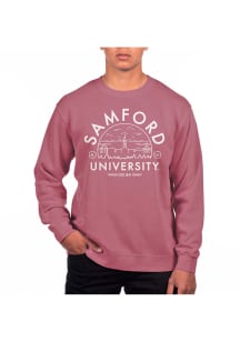 Uscape Samford University Bulldogs Mens Maroon Pigment Dyed Long Sleeve Crew Sweatshirt