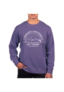 Uscape Clemson Tigers Mens Purple Pigment Dyed Long Sleeve Crew Sweatshirt