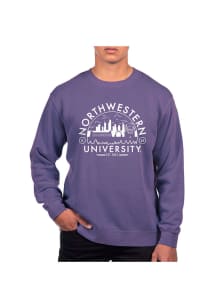 Uscape Northwestern Wildcats Mens Purple Pigment Dyed Long Sleeve Crew Sweatshirt