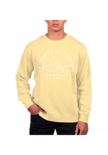 Uscape Wyoming Cowboys Mens Yellow Pigment Dyed Long Sleeve Crew Sweatshirt