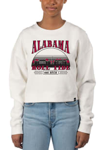 Uscape Alabama Crimson Tide Womens White Pigment Dyed Crop Crew Sweatshirt