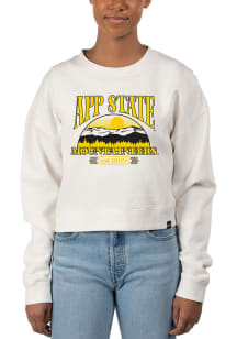 Uscape Appalachian State Mountaineers Womens White Pigment Dyed Crop Crew Sweatshirt