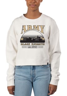 Uscape Army Black Knights Womens White Pigment Dyed Crop Crew Sweatshirt