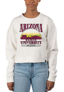 Uscape Arizona State Sun Devils Womens White Pigment Dyed Crop Crew Sweatshirt